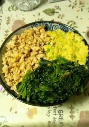 ３月２日晩飯　【三食丼】-レシピのメイン写真