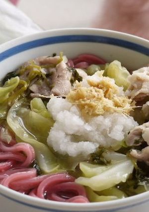 ひな祭りは、アロニアパウダーで桜うどん-レシピのメイン写真