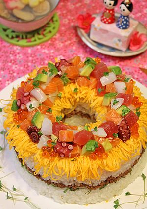 ひなまつり海鮮リングちらし寿司ケーキ☆-レシピのメイン写真