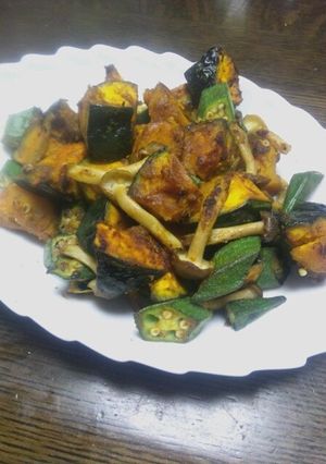 ♢カボチャとオクラの炒め物　カレー味♢-レシピのメイン写真