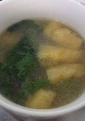【１人レンジ】ほうれん草とおあげの味噌汁-レシピのメイン写真