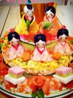 ひな祭り *ちらし寿司でお雛様ケーキ*-レシピのメイン写真