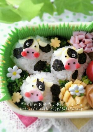 型抜きで簡単！キャラ弁☆牛さん弁当♪-レシピのメイン写真