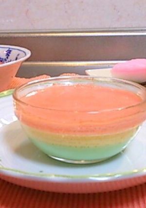 ひな祭りに♪フライパンで三色豆乳茶碗蒸し-レシピのメイン写真