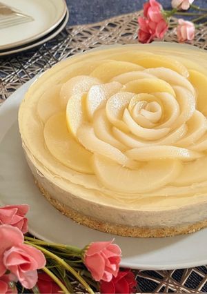 おもてなしに！桃と紅茶のレアチーズケーキ-レシピのメイン写真