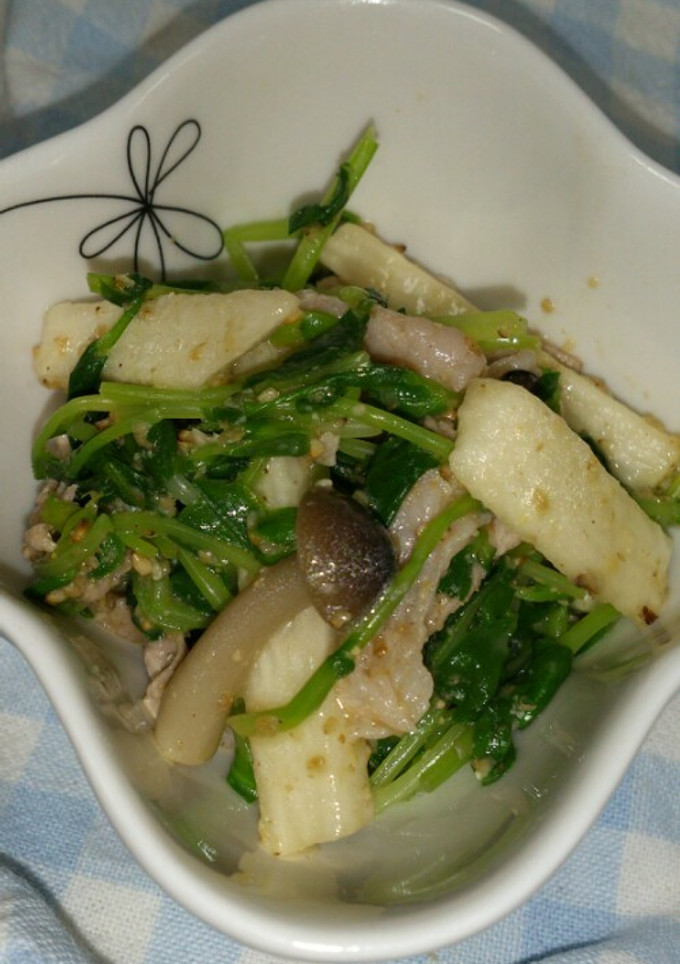 栄養満点！豆苗と長芋のごま和え-レシピのメイン写真