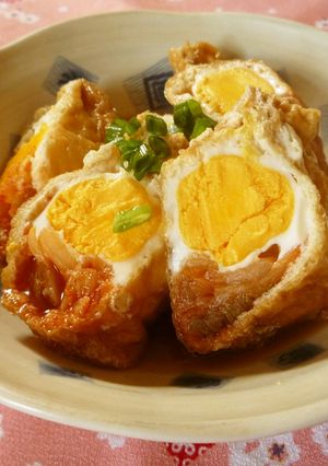 旦那絶賛☆キムチ入り卵巾着煮☆-レシピのメイン写真