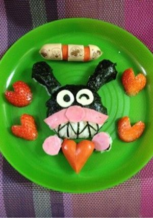 キャラ弁に〜簡単バイキンマン〜-レシピのメイン写真