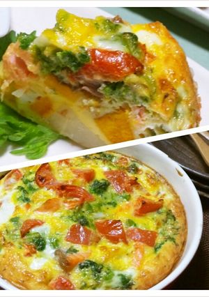鮭と菜の花のオープンオムレツ-レシピのメイン写真