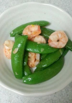 スナップエンドウとエビのにんにく炒め-レシピのメイン写真