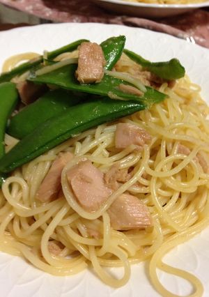 絹さやとシーチキンの和風醤油パスタ-レシピのメイン写真
