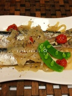 鰯と玉ねぎ☆スナップエンドウの蒸し焼き-レシピのメイン写真