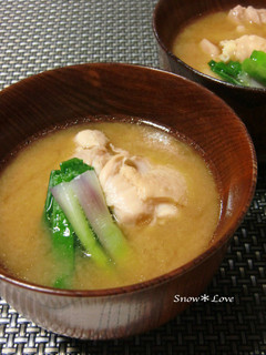 鶏もも肉と分葱(わけぎ)のお味噌汁-レシピのメイン写真