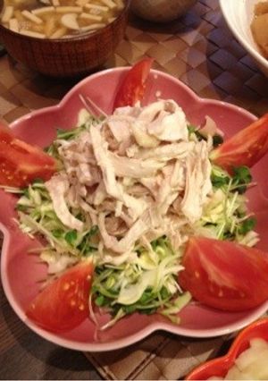 簡単☆レンジで蒸し鶏の明太マヨサラダ-レシピのメイン写真