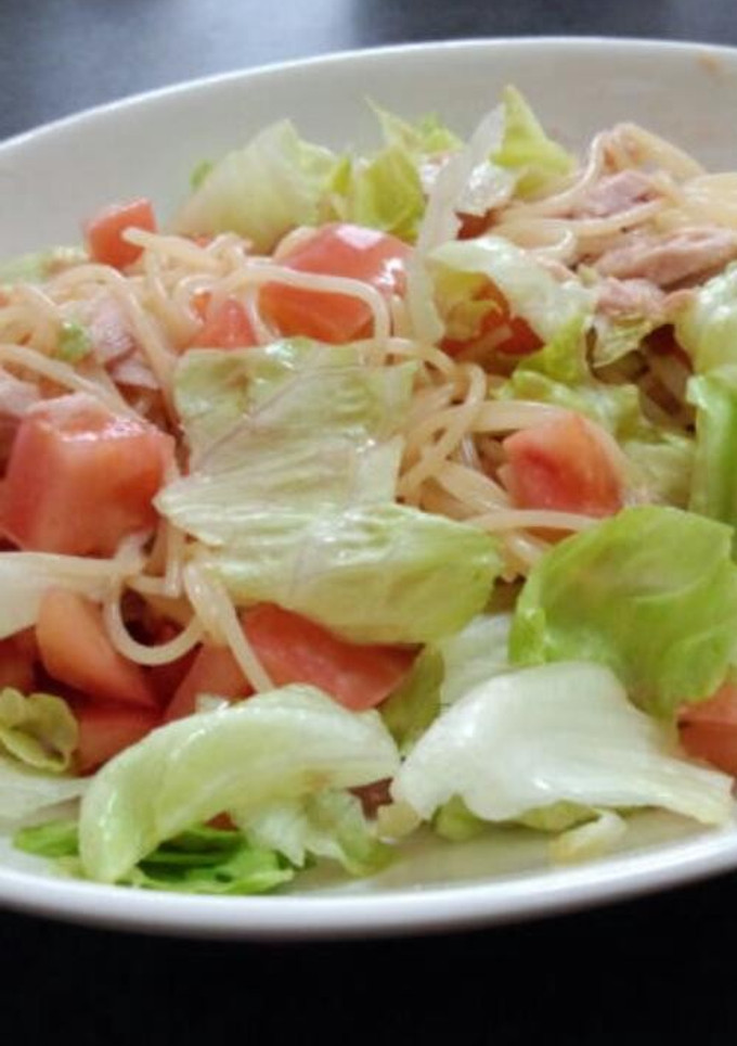 簡単♪ツナとレタスとトマトの冷製パスタ-レシピのメイン写真
