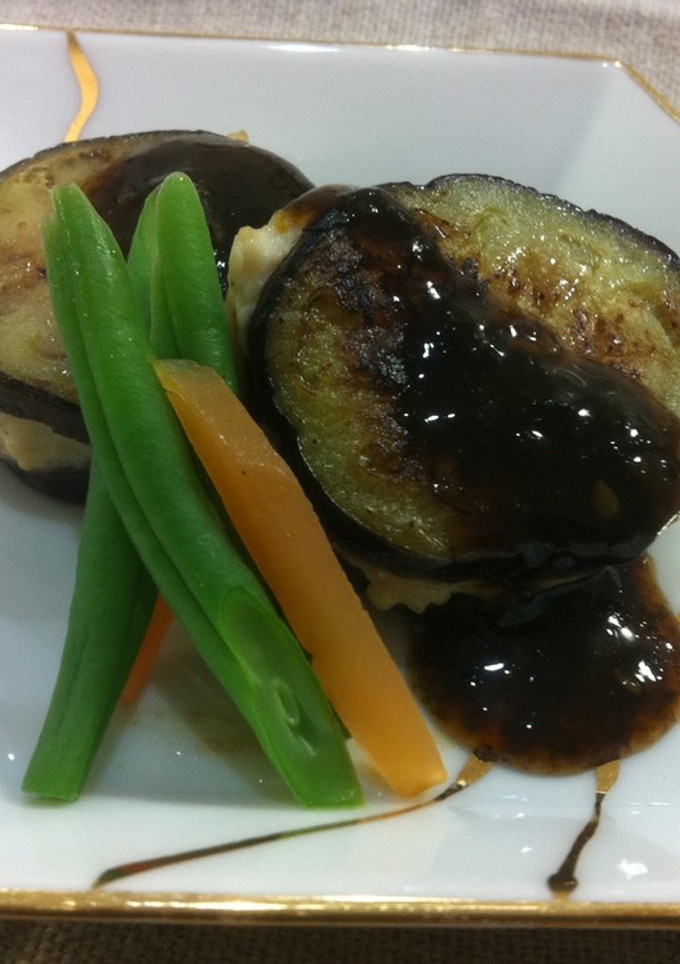 茄子のつくねはさみ焼き-レシピのメイン写真