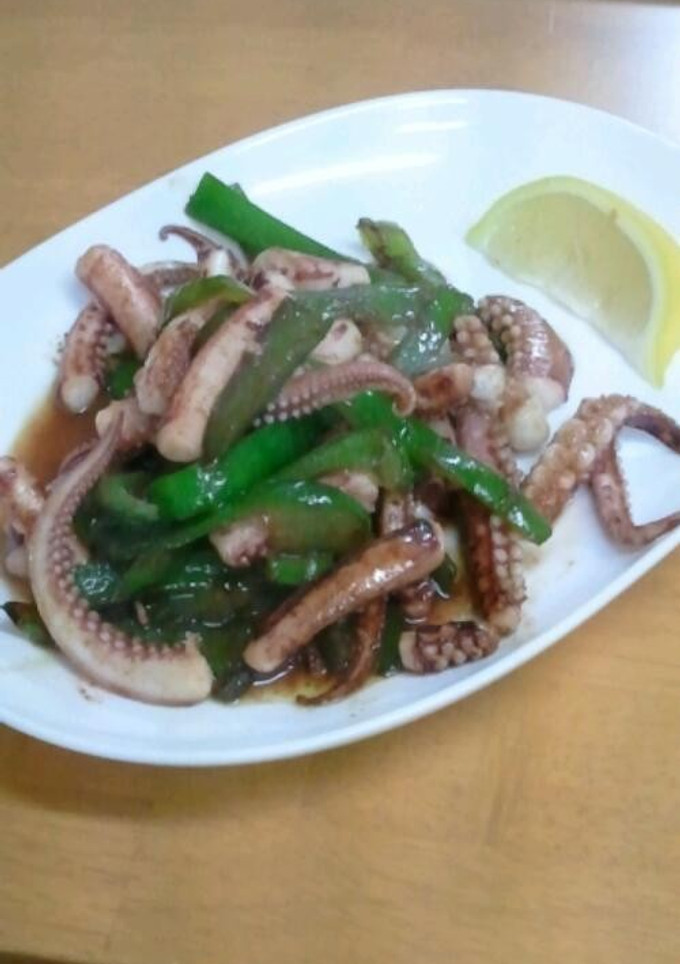 ゲソとピーマンの炒めもの（カレー風味）-レシピのメイン写真