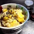 玄米で⇒芋ご飯。銀杏・昆布入り