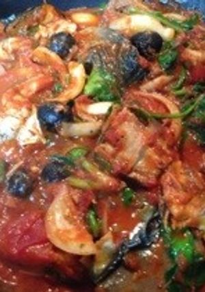 フライパンでサバのトマト煮込み-レシピのメイン写真