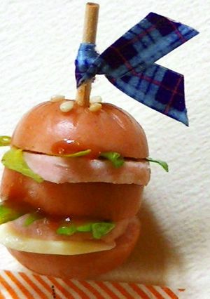 ダブルバーガー：簡単キャラ弁おかず-レシピのメイン写真