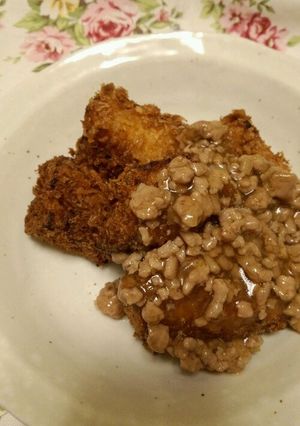 『ｶﾎﾞﾁｬﾌﾗｲのそぼろあんかけ』-レシピのメイン写真