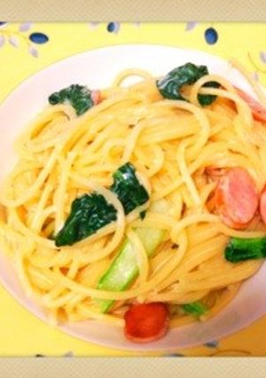 小松菜とウインナーの豆乳クリームパスタ-レシピのメイン写真