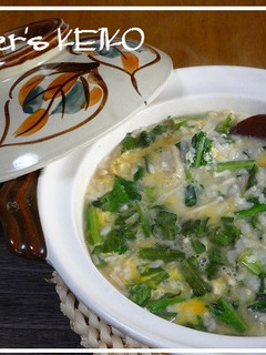 【農家のレシピ】春菊とエノキの卵雑炊-レシピのメイン写真