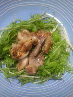 鶏肉のガーリック炒め in水菜-レシピのメイン写真