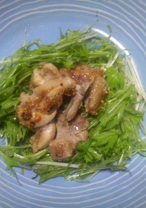 鶏肉のガーリック炒め in水菜-レシピのメイン写真