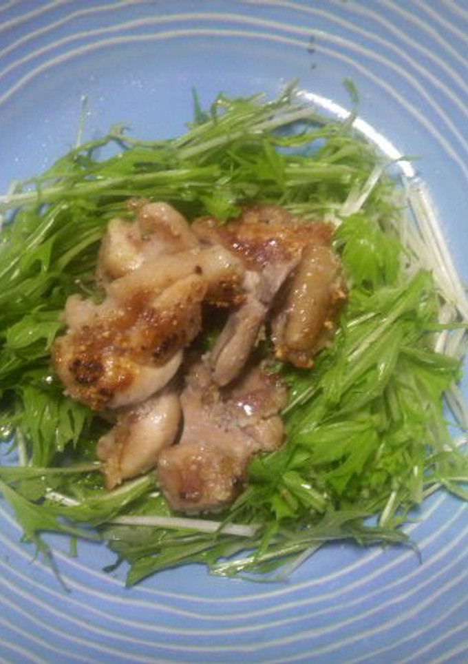 鶏肉のｶﾞｰﾘｯｸ炒め in水菜-レシピのメイン写真