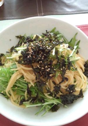 簡単！和えるだけ！水菜のわさびパスタ♡-レシピのメイン写真