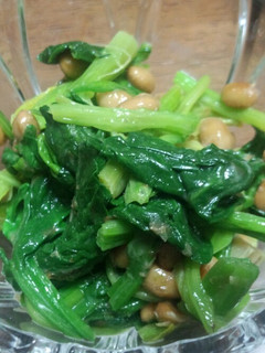 ほうれん草ナムルに納豆いれちゃった(^^-レシピのメイン写真