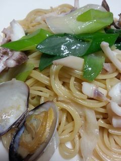 岩津ネギといかげそあさりの和風パスタ-レシピのメイン写真