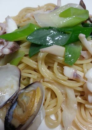 岩津ネギといかげそあさりの和風パスタ-レシピのメイン写真