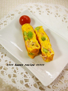 お弁当に✿枝豆入りハムチーズ卵焼き-レシピのメイン写真