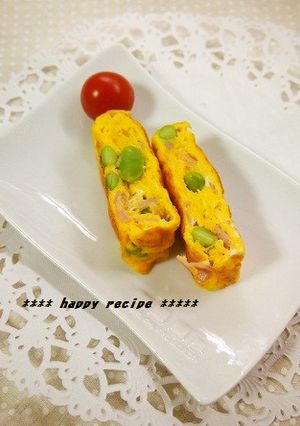 お弁当に✿枝豆入りハムチーズ卵焼き-レシピのメイン写真