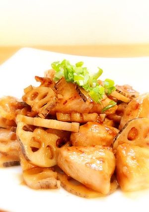 花粉症対策！鶏ムネ肉とれんこんの甘辛炒め-レシピのメイン写真