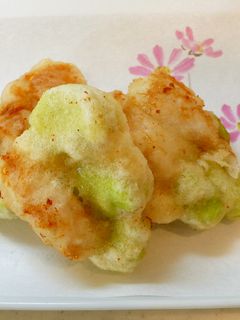 ホクホク!「空豆と鶏ササミかき揚げ」-レシピのメイン写真