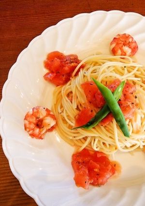 15分で。エビとトマトの冷製パスタ-レシピのメイン写真