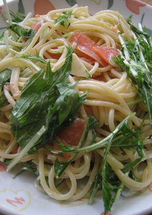 スモークサーモンと水菜の和風パスタ-レシピのメイン写真