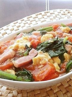 トマトとほうれん草の中華風たまご炒め-レシピのメイン写真