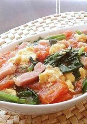 トマトとほうれん草の中華風たまご炒め-レシピのメイン写真