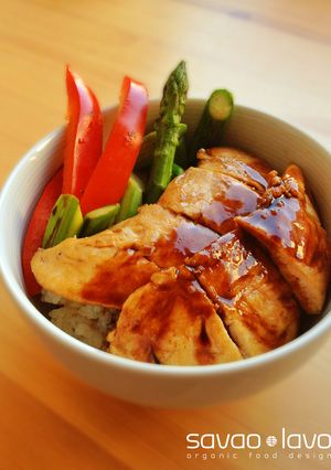 焼き野菜と薄焼きささみのてりやき丼-レシピのメイン写真