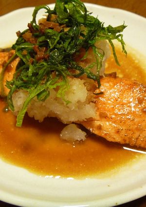 鮭のガーリックバター焼き♪おろし添え❤-レシピのメイン写真