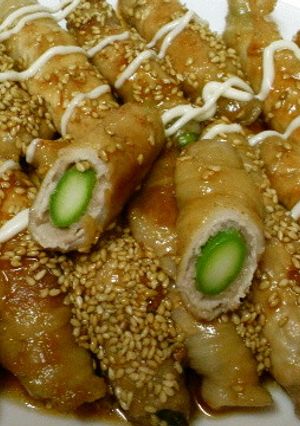 アスパラのてりやきマヨ肉巻き♪お弁当にも-レシピのメイン写真
