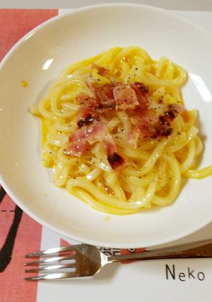 レンジで簡単♪カルボナーラ風うどん-レシピのメイン写真
