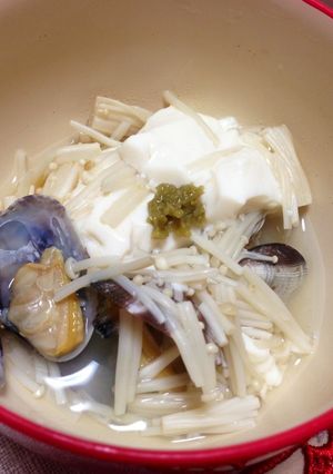 豆腐とアサリの酒蒸しスープ（低糖質）-レシピのメイン写真