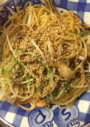 10分で完成☆お手軽水菜ときのこのパスタ-レシピのメイン写真