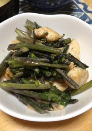紅菜苔と鶏肉のマヨ醤油炒め-レシピのメイン写真