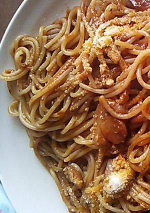 煮込みハンバーグの残りでパスタ-レシピのメイン写真